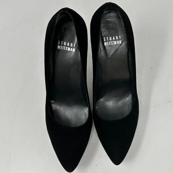 Stuart Weitzman Platform Pumps Shoes Black Suede Leather Size 6 - Picture 5 of 7